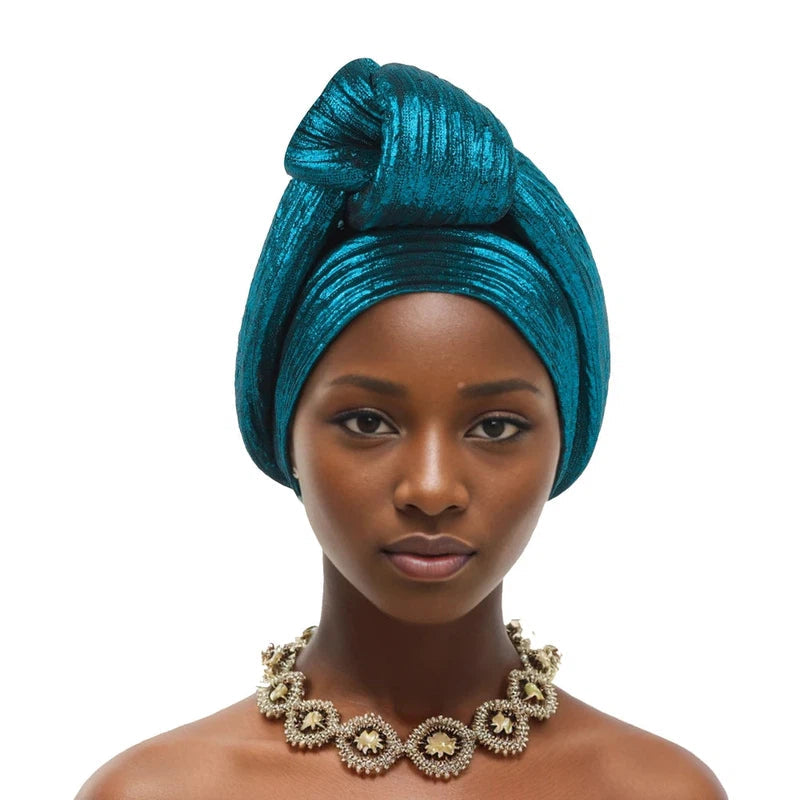 Foulard Africain Pour Cheveux Turquoise 