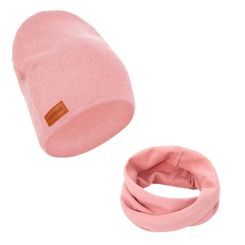 Ensemble Bonnet Snood Enfant Pêche et Corail 