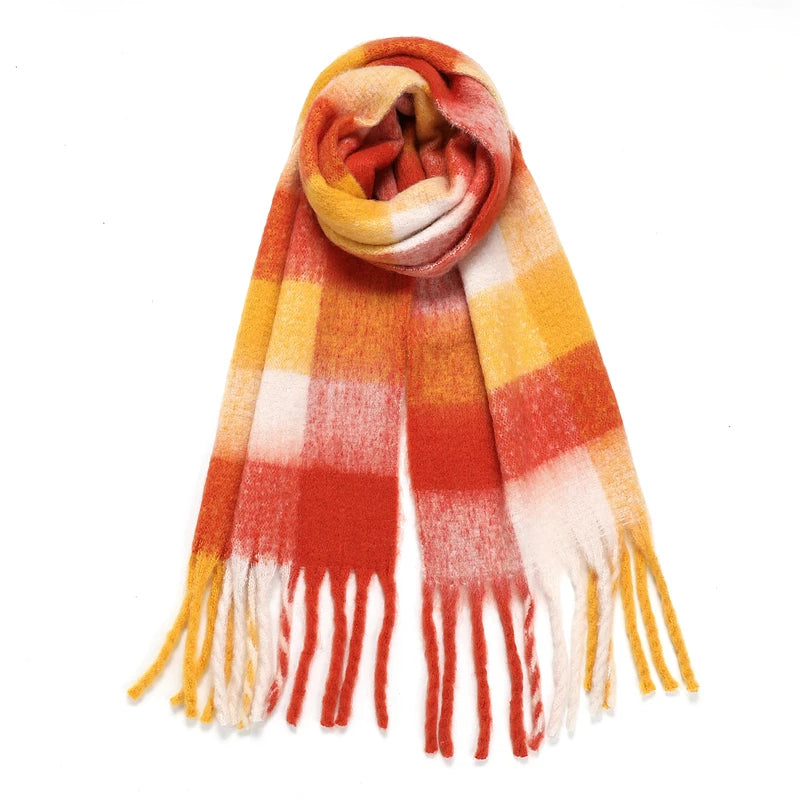 Echarpe Plaid Chaude Rouge et Jaune 35*220cm