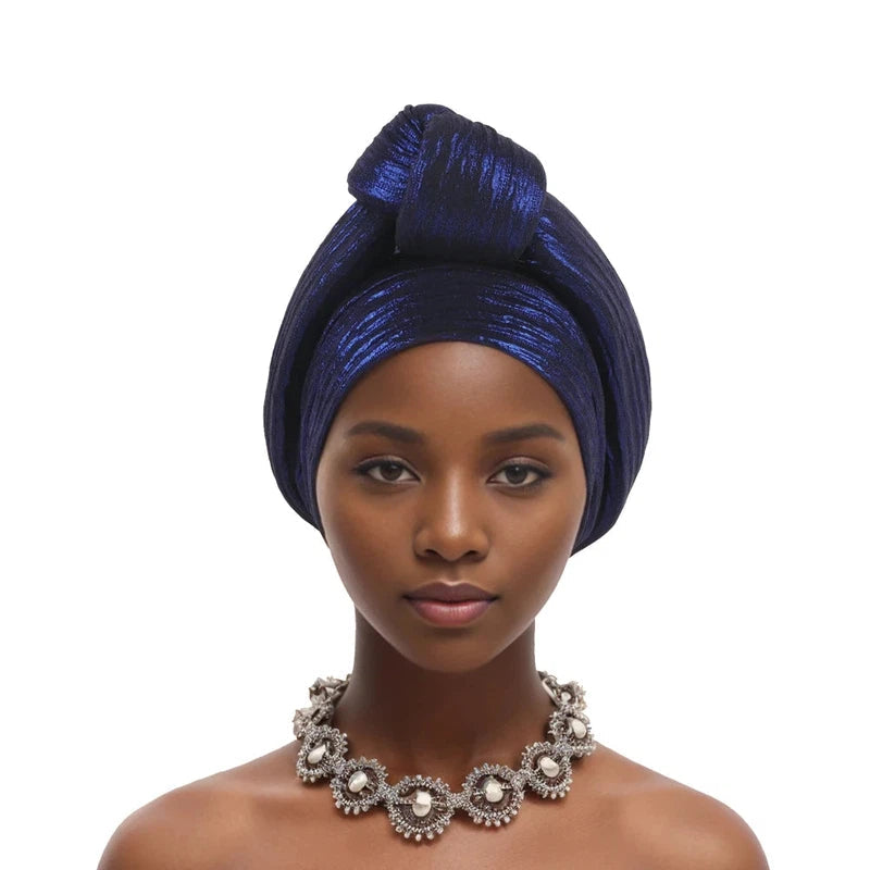 Foulard Africain Pour Cheveux Bleu Électrique 