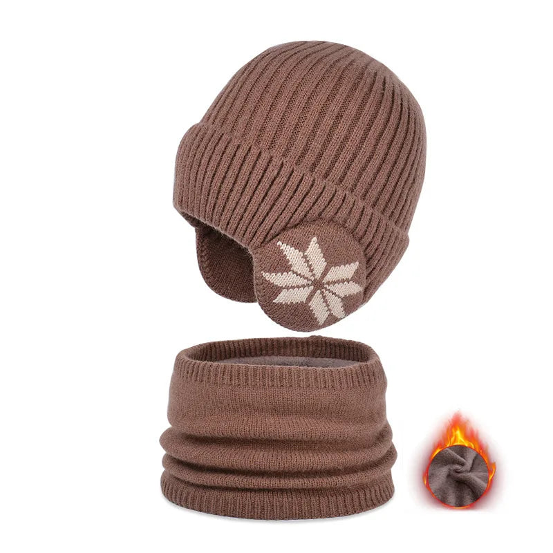 Bonnet et Snood Ensemble Enfant Garçon Marron Chocolat 