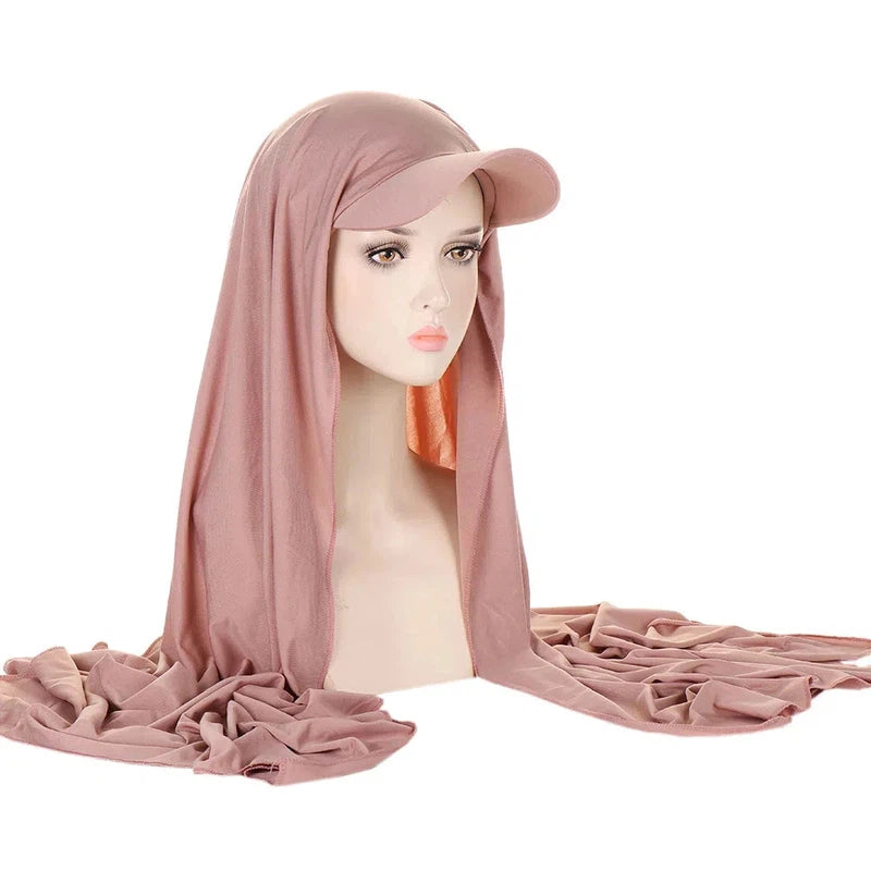 Foulard Casquette Hijab Rose Poudré 