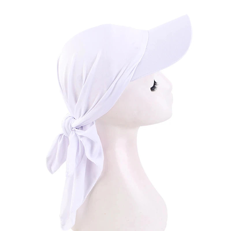 Casquette avec Foulard Eté Femme Blanc Pur 