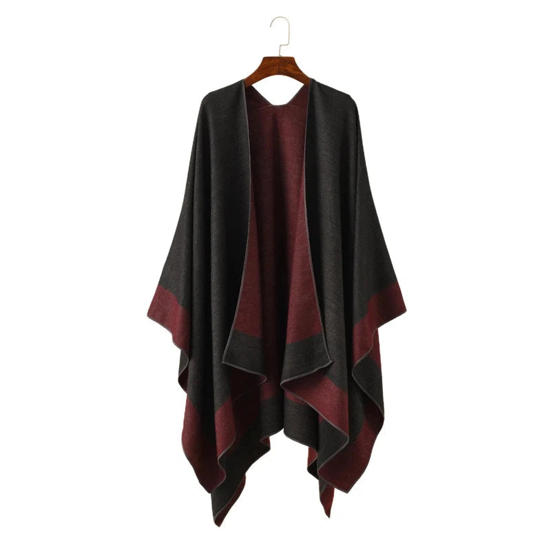 Echarpe Châle Plaid Bordeaux et Anthracite 130*160cm