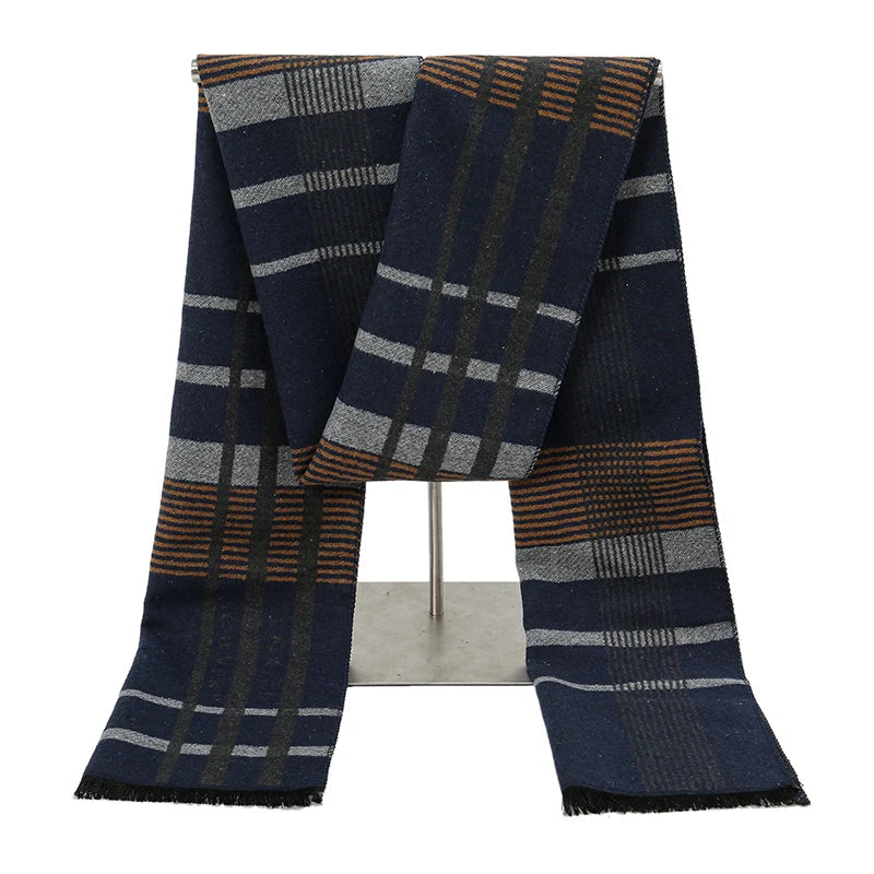Longue Echarpe Pour Homme Bleu Marine Rayé 30*180cm