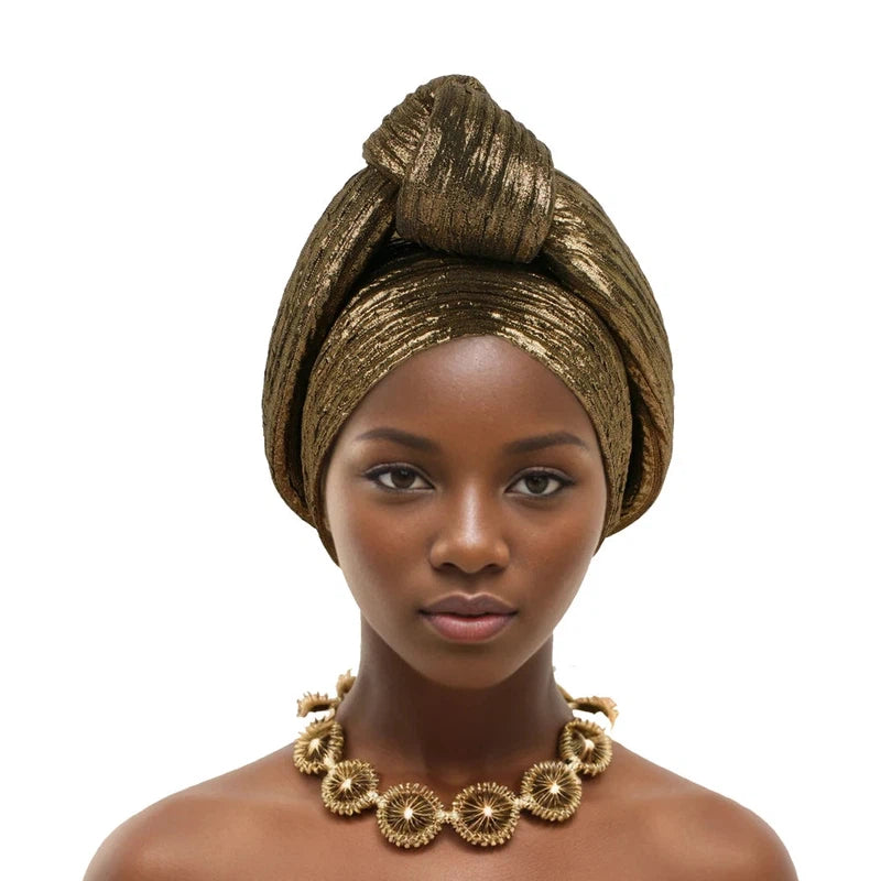 Foulard Africain Pour Cheveux Bronze 