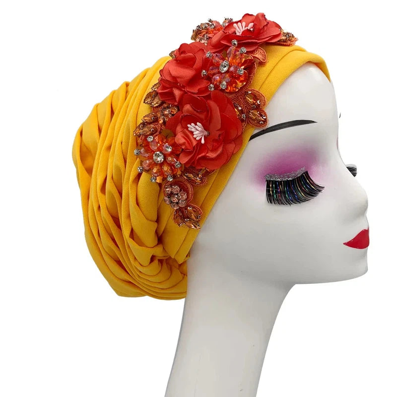 Foulard Africain Mariage Jaune et Rouge 