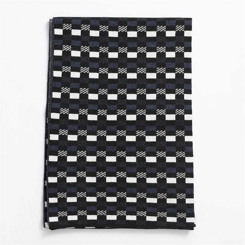 Echarpe Tendance Homme Noir et Blanc Rayé 30*180cm