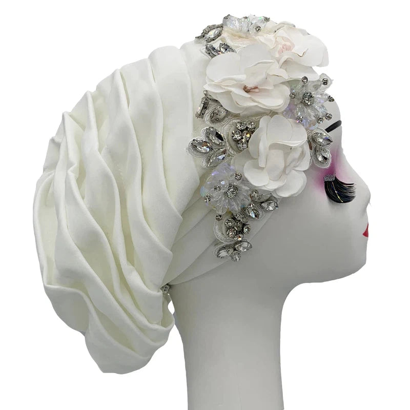 Foulard Africain Mariage Blanc et Argent 