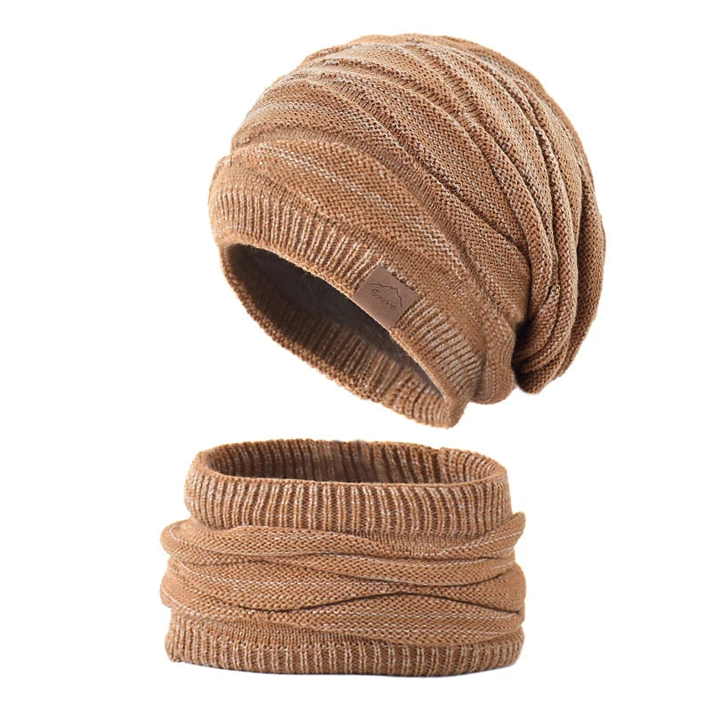 Ensemble Snood Bonnet Femme Camel 56-60cm