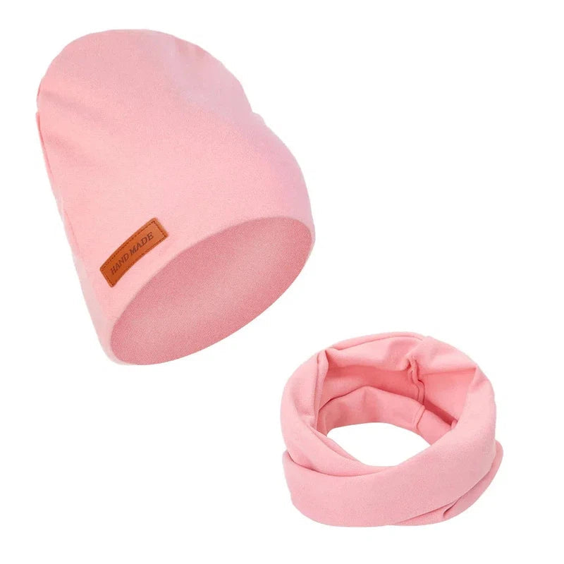 Ensemble Bonnet Snood Enfant Rose Pâle 
