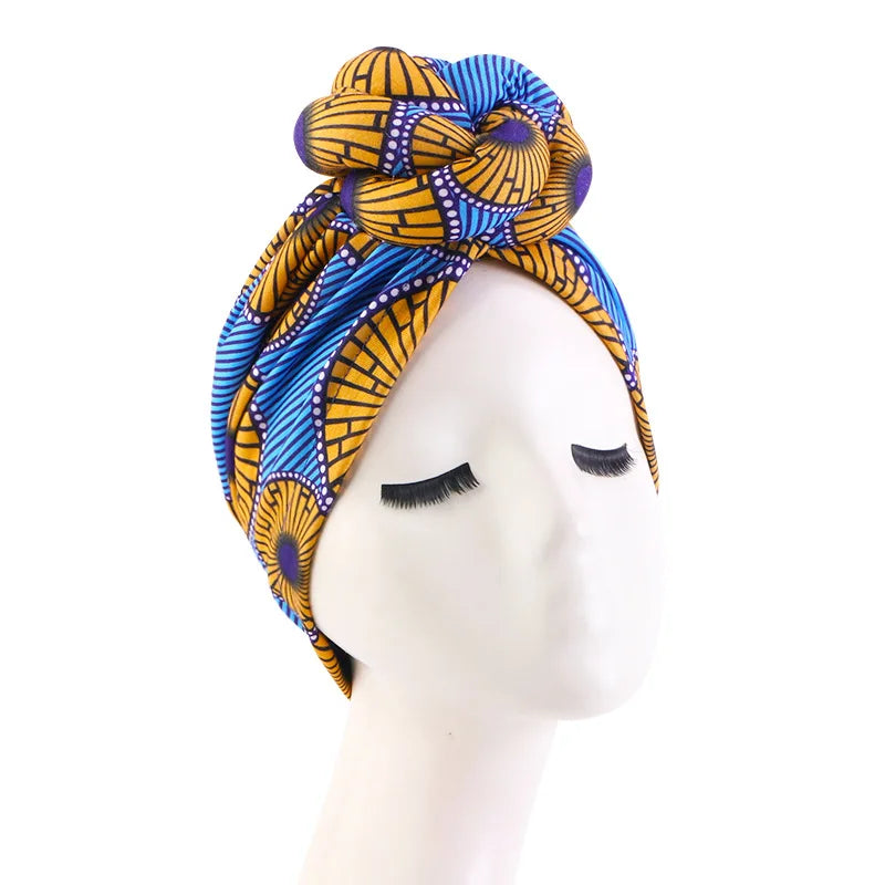 Foulard Africain Femme Jaune et Bleu 