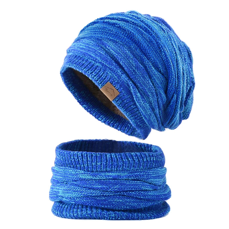 Ensemble Snood Bonnet Femme Bleu Cobalt 56-60cm