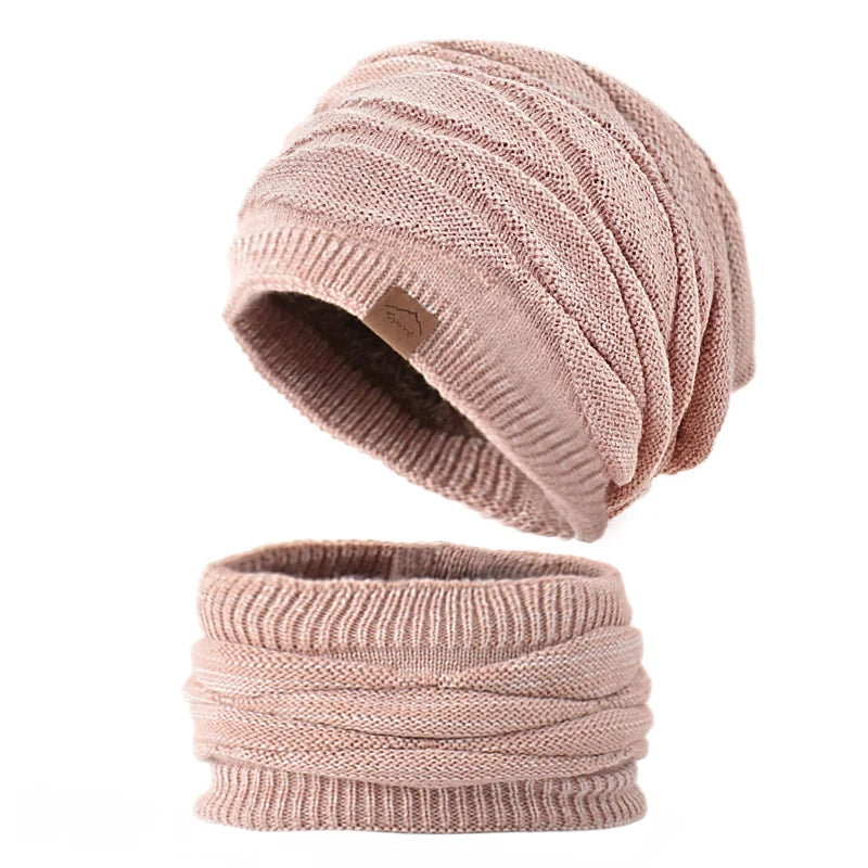 Ensemble Snood Bonnet Femme Rose 56-60cm