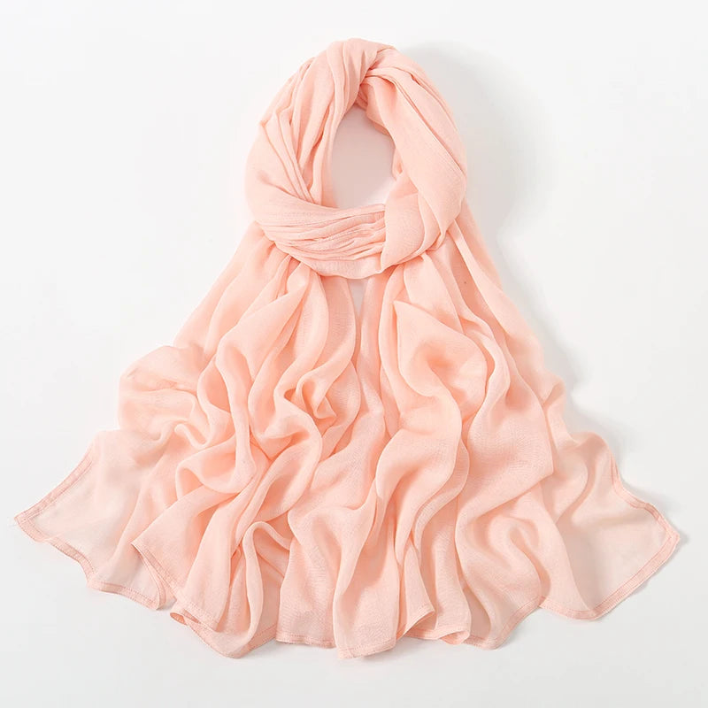 Foulard Femme pour Hijab Pêche Doux 190*85cm