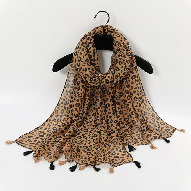 Chèche Echarpe Léopard Marron Clair 180*90cm
