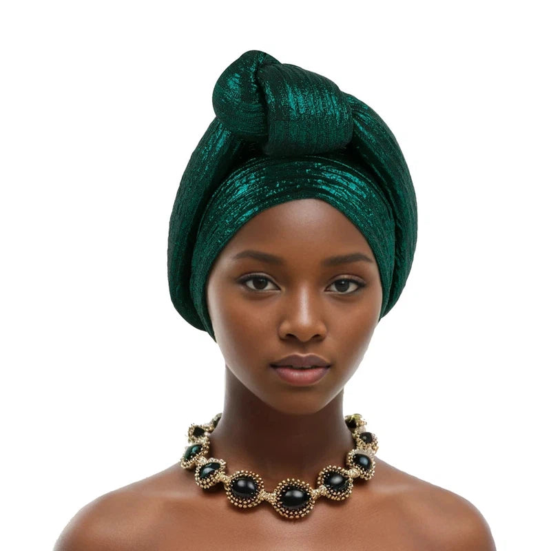 Foulard Africain Pour Cheveux Vert Émeraude 