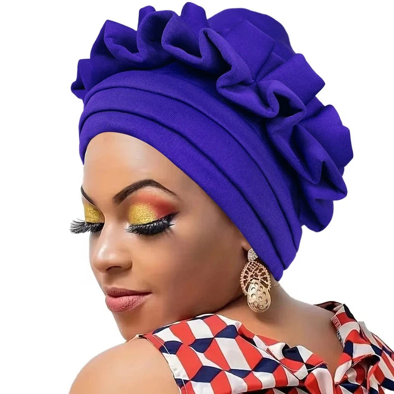 Chapeau Foulard Africain Bleu 