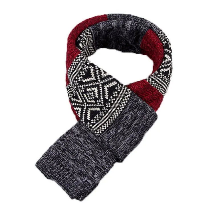 Echarpe Homme Motif Jacquard - Bordeaux et Charbon - 175*55cm