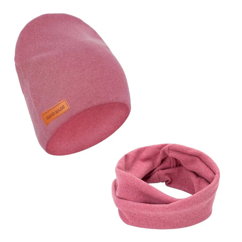 Ensemble Bonnet Snood Enfant Rose Foncé 
