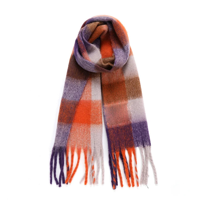 Echarpe Plaid Chaude Orange et Violet 35*220cm