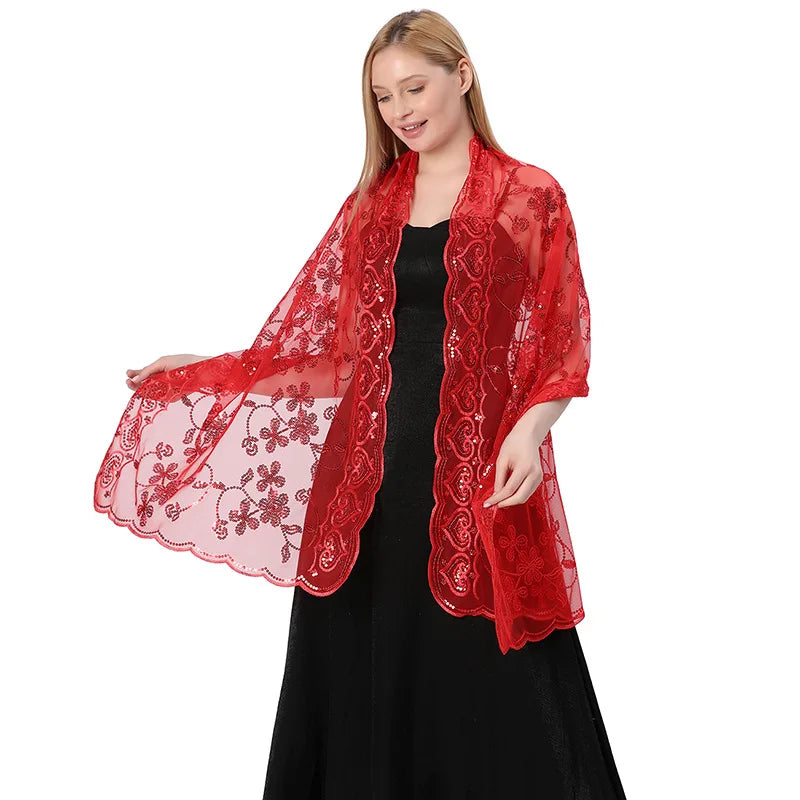 Châle Chic pour Mariage Rouge Éclatant 190*60cm