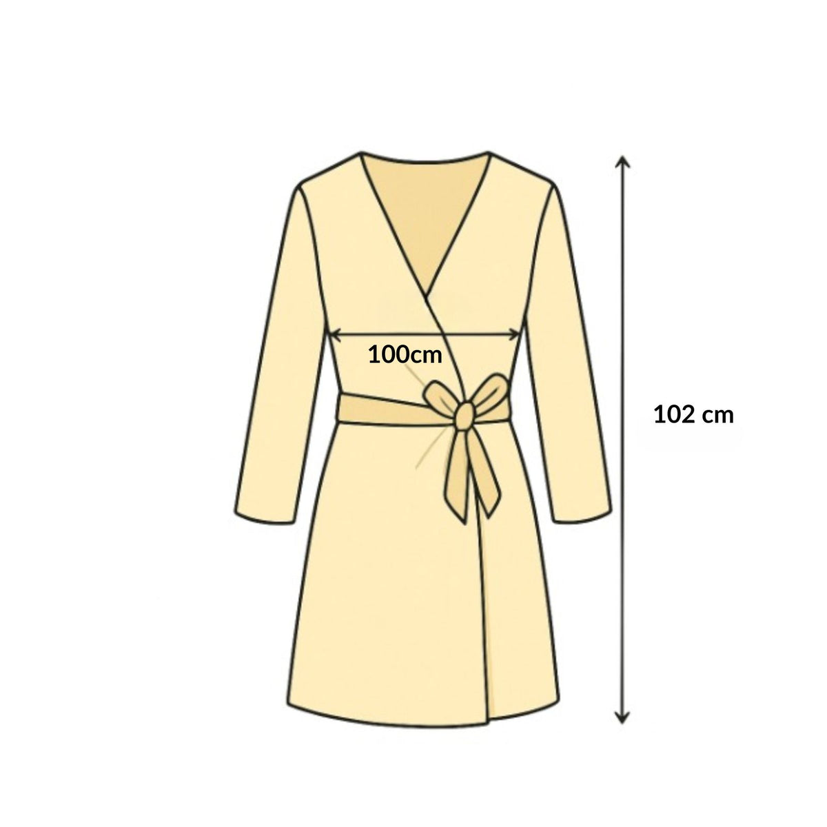 Kimono d’Eté Blanc à Franges guide des dimensions - Blanc