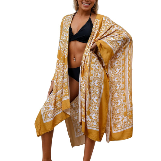 Kimono Court Vintage Ethnique - Jaune - Unique