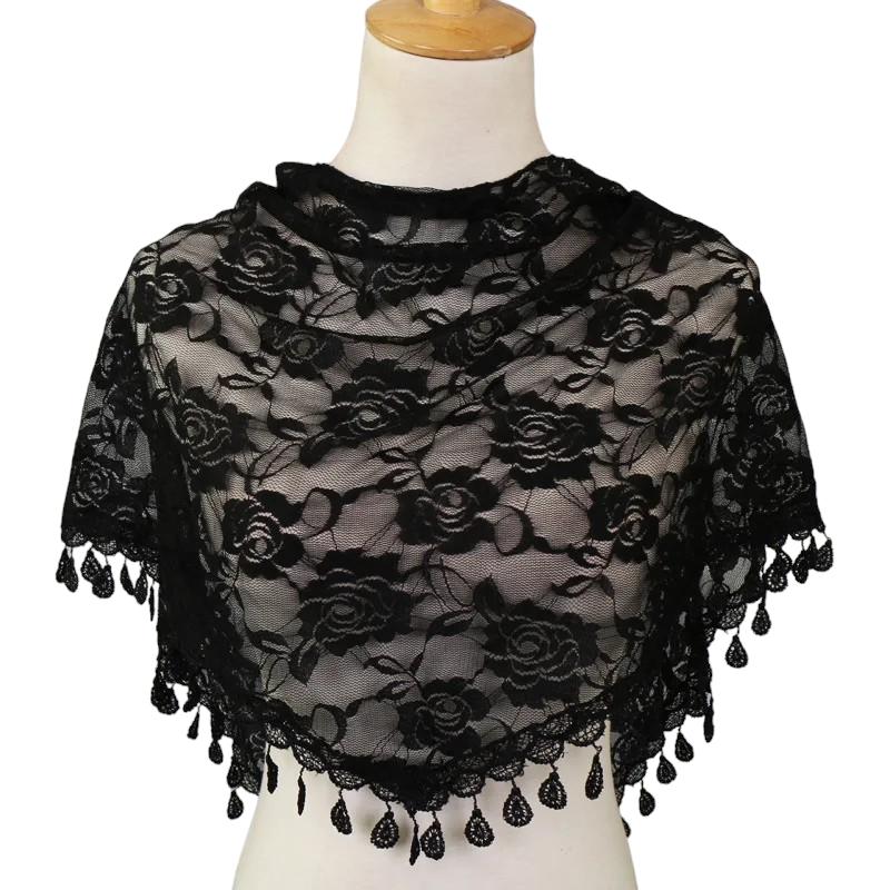 Châle Transparent Mariage Noir 150*50cm