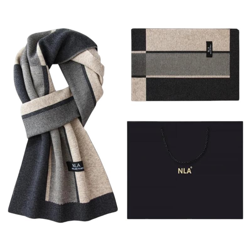 Echarpe pour Costume Homme - Beige et Gris Foncé - 180*30cm
