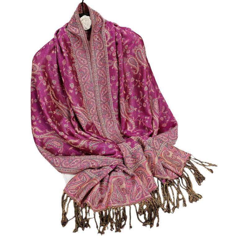 Foulard Motif Ethnique Violet et Rose 70x190cm