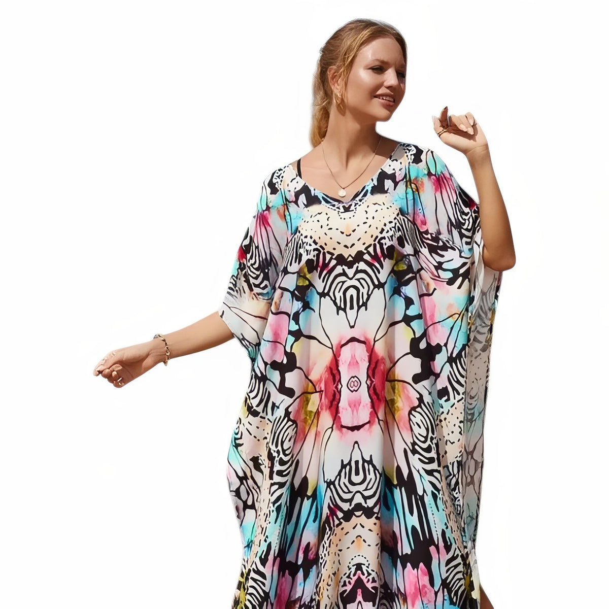 Robe Caftan Africain Imprimé Coloré - Tie Dye - Unique