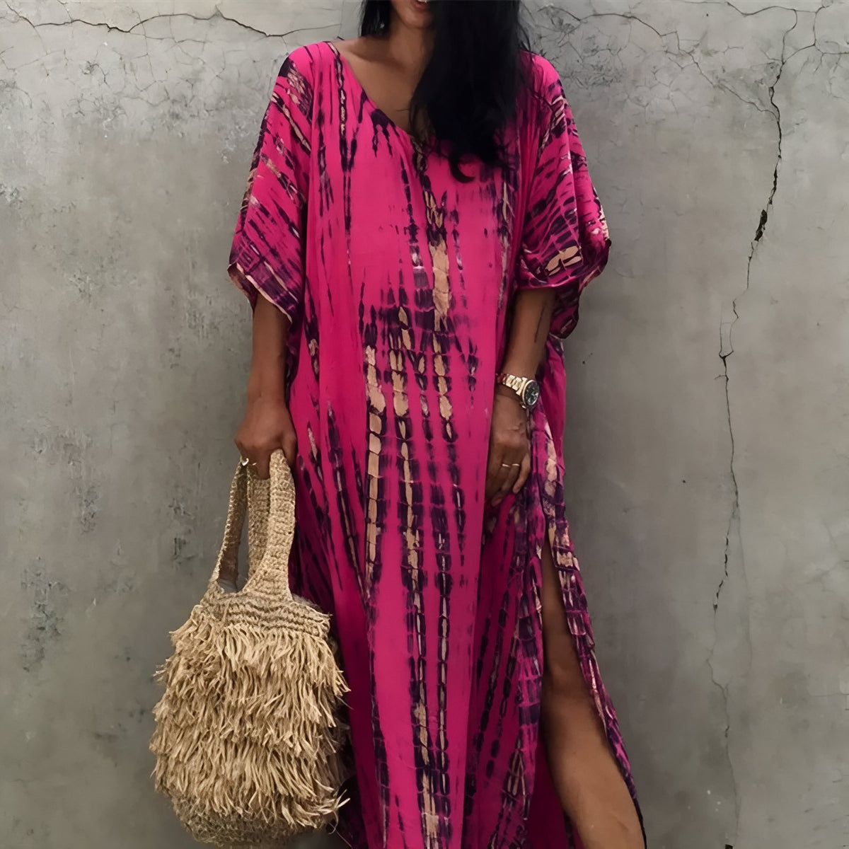Longue Robe Tie and Dye - Fuchsia - Unique