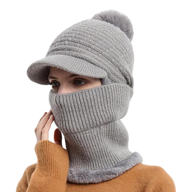 Bonnet Casquette Echarpe Gris Clair 56-60cm