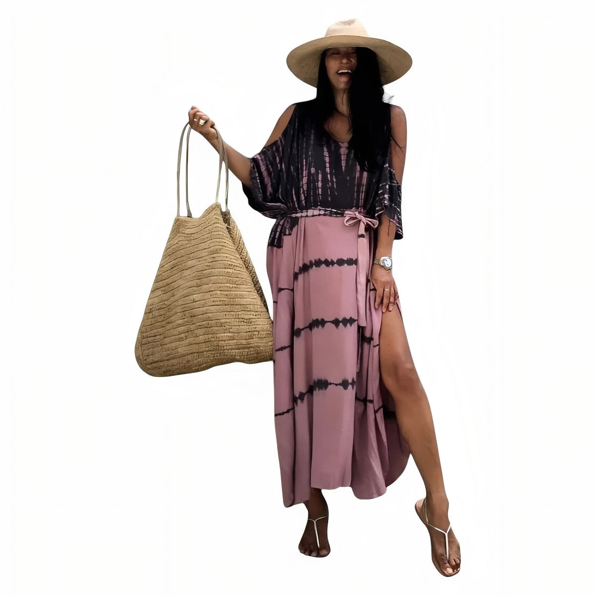 Robe Paréo Imprimé Ethnique - Rose - Unique