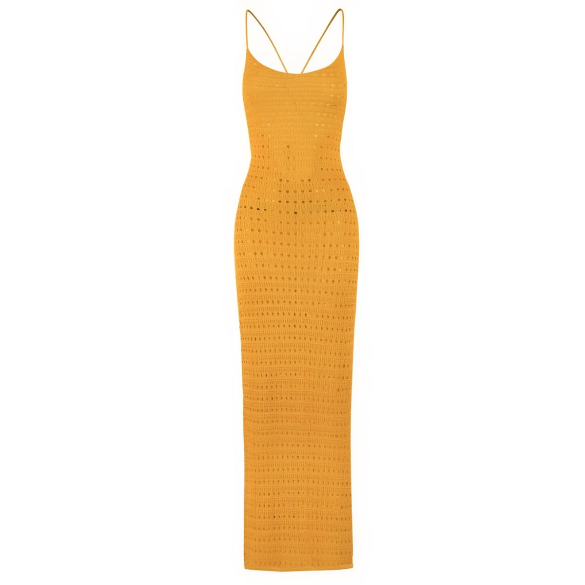 Robe Crochet Colorée à Dos Nu - Jaune