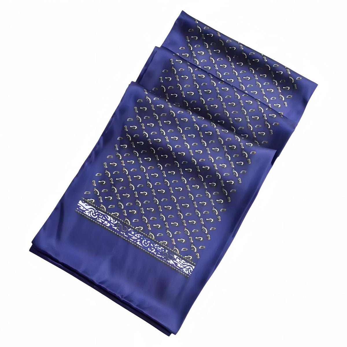 Foulard Homme Soie Luxe - Bleu Royal et Doré - 160*26cm