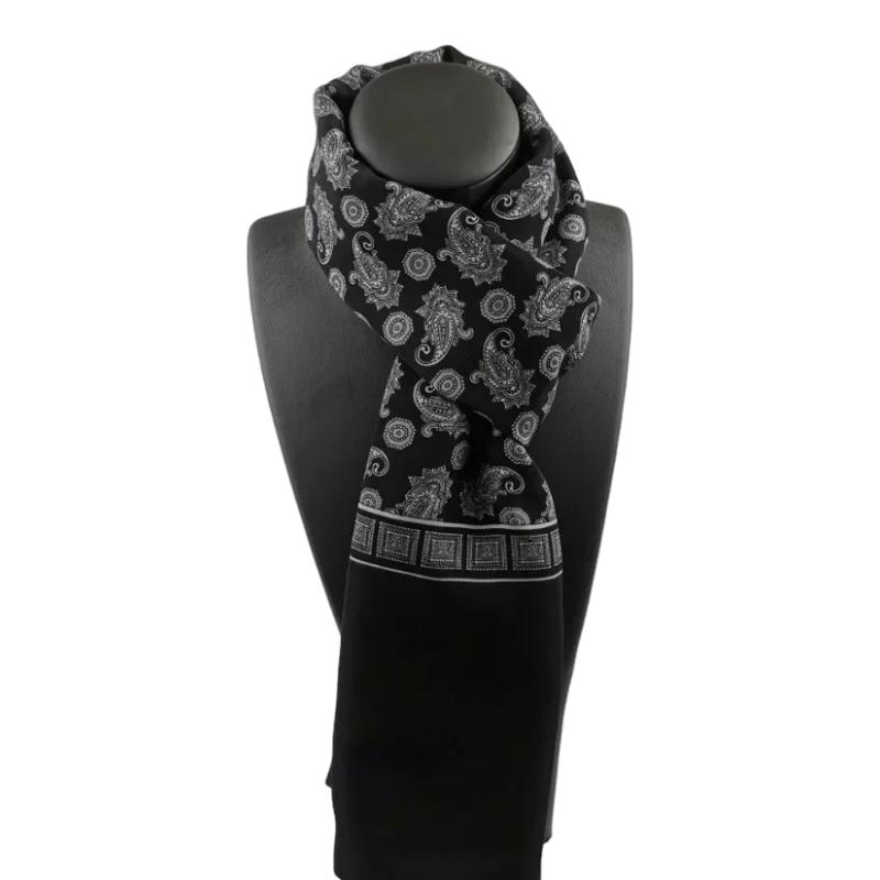 Foulard Cou pour Homme Noir et Argenté 130X28cm