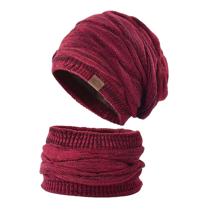 Ensemble Snood Bonnet Homme Bordeaux 56-60cm
