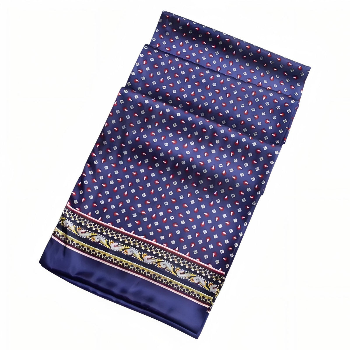 Foulard Homme Soie Luxe - Bleu Marine et Rouge Cerise - 160*26cm