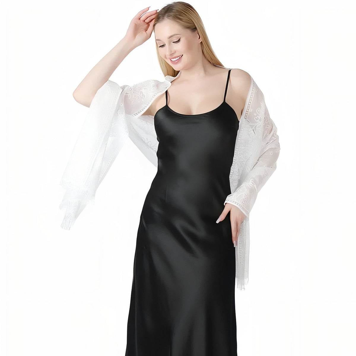 Etole de Soirée Femme portée avec châle - Doré - Lavande - Rose - Ivoire - Rose Poudré - Beige Doré - Vert Sauge - Blanc - Noir - Taupe - Beige et Doré - Bleu Marine - Violet Foncé