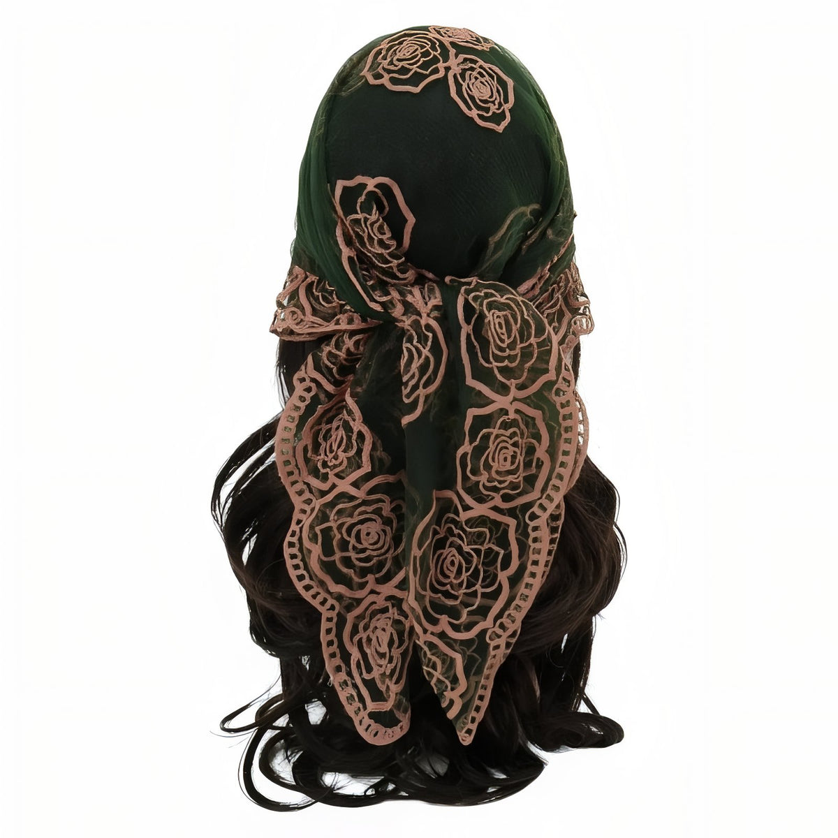 Foulard Cheveux Dentelle - Noir et Cuivre - 80*80cm