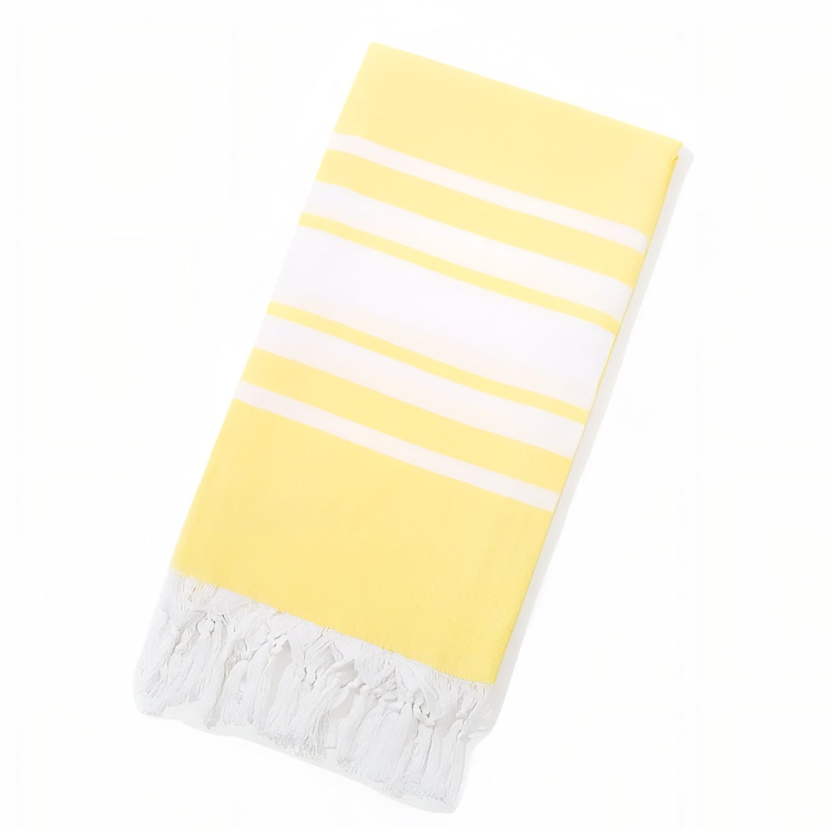 Fouta de Plage Ligné Bicolore à Franges - Jaune Paste - 100*180cm
