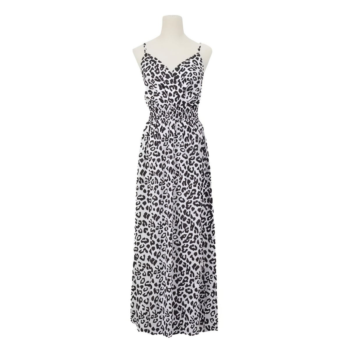 Robe de Plage Léopard robe portée sur mannequin - Noir et Blanc