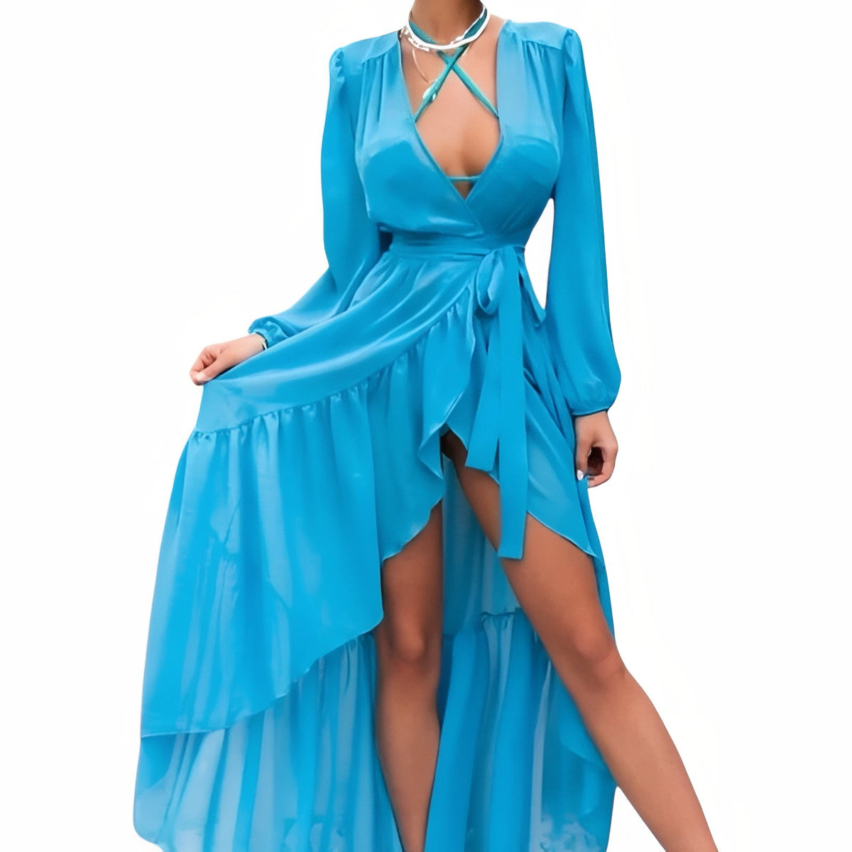 Kimono Chic de Plage uni - Bleu