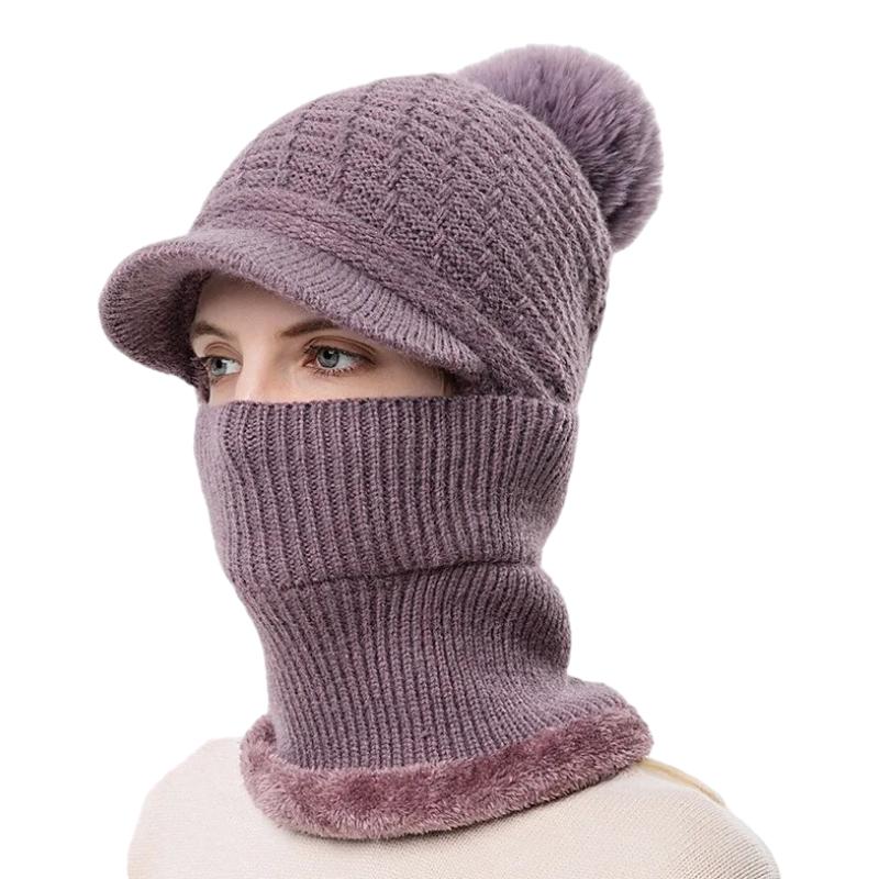 Bonnet Casquette Echarpe Violet Pâle 56-60cm
