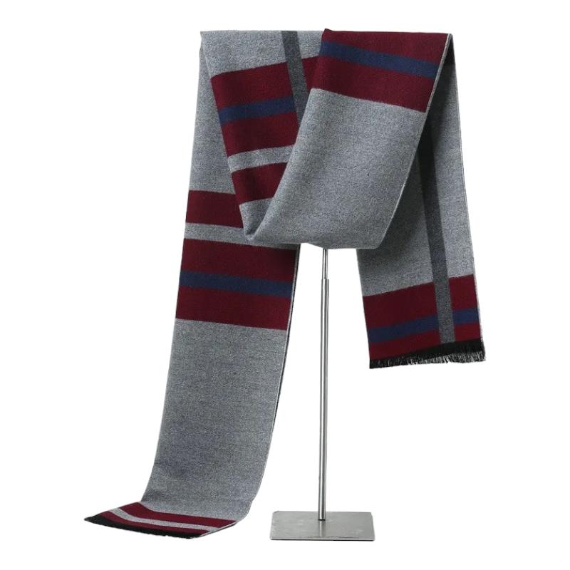 Echarpe Cachemire Homme Grise Bordeaux et Anthracite 180*30cm