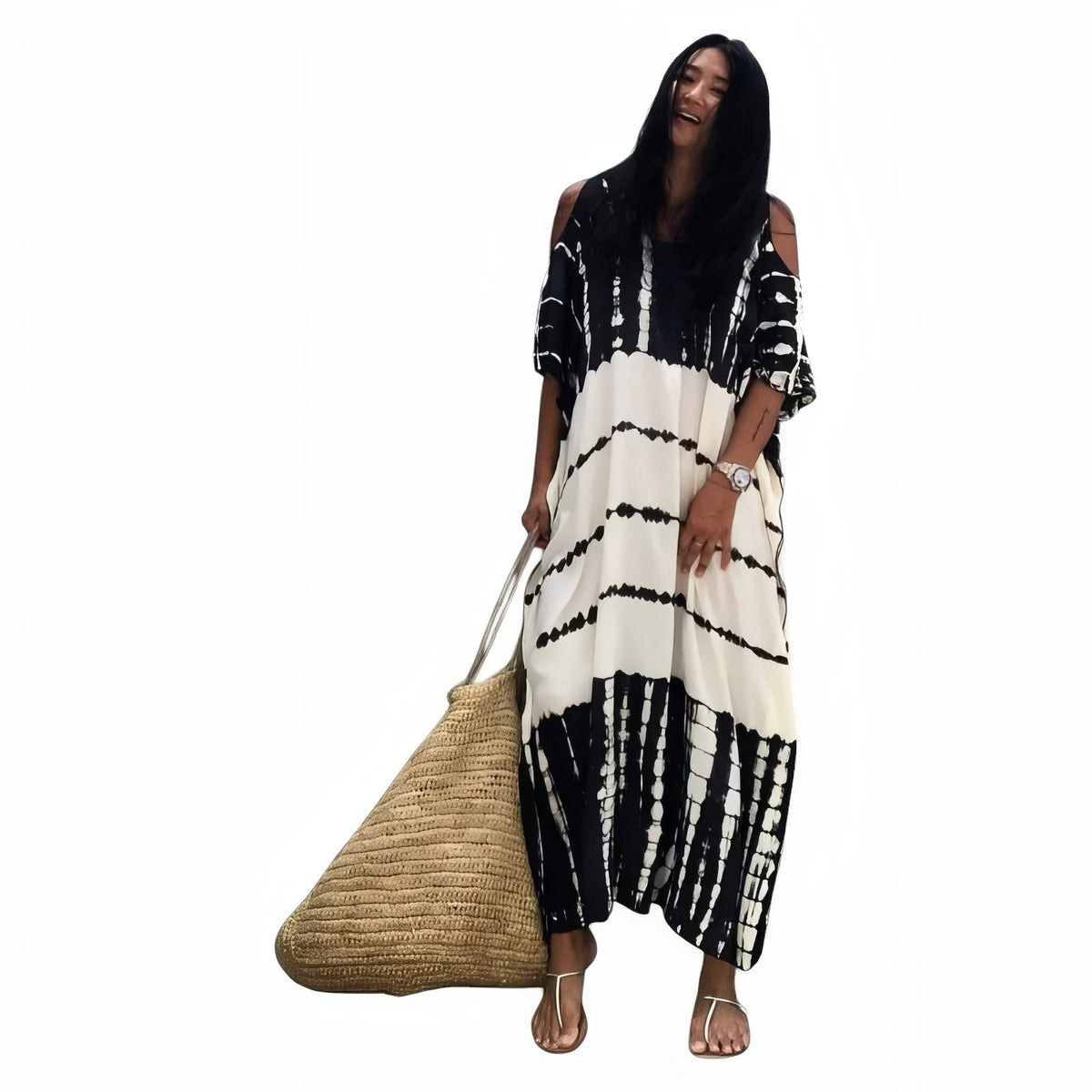 Robe Paréo Imprimé Ethnique - Noir - Unique