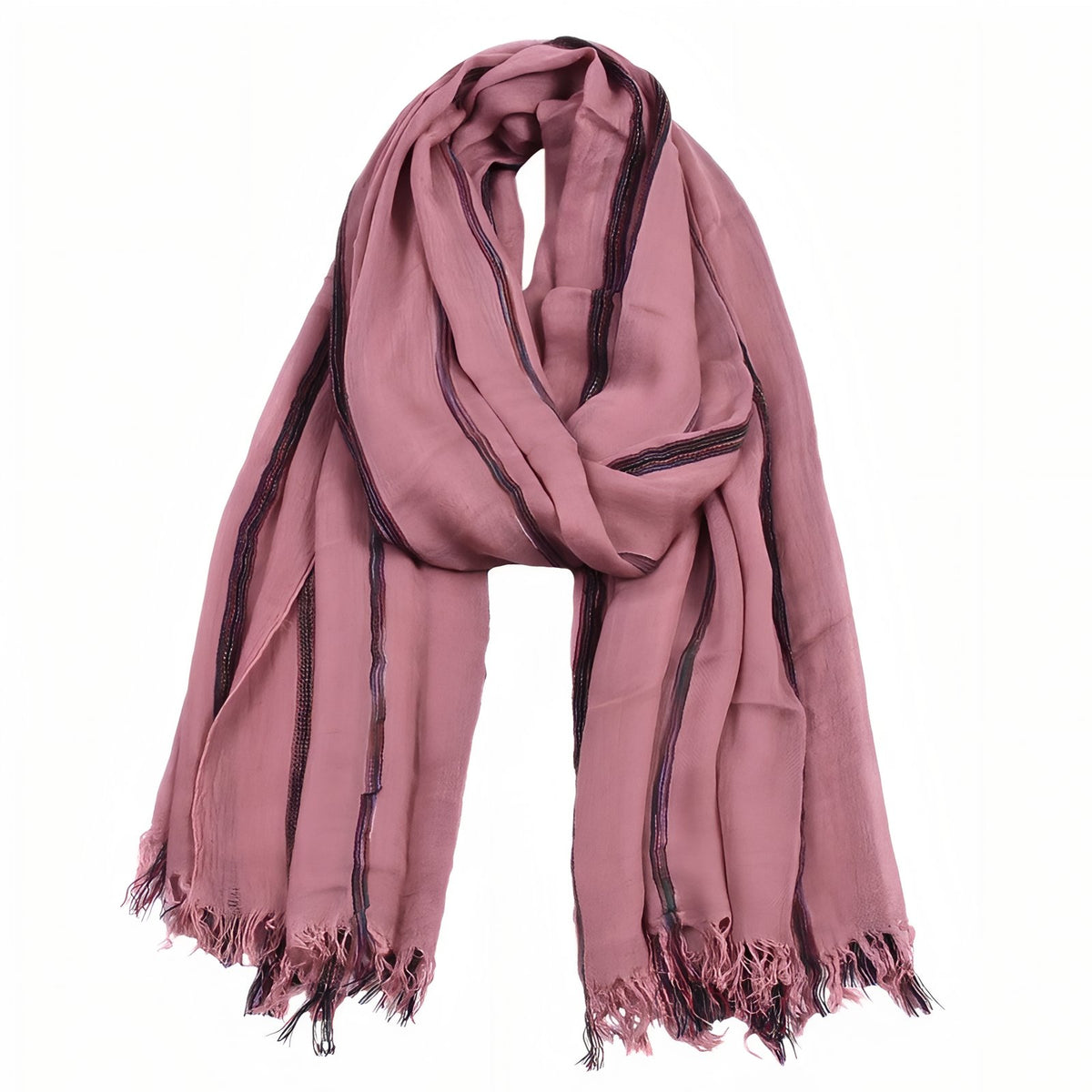 Chèche Coton de Lin produit entier sur fond blanc - Rose Poudré