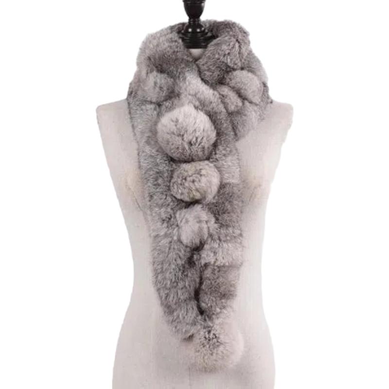 Echarpe Fourrure Femme Gris 100cm